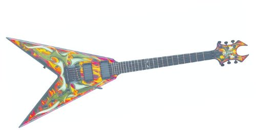B.C. Rich Kerry King V Generation 2 Guitar, Two Toned Tribal Design over Fire On Sale