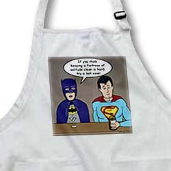  Super Hero Parody with Batman and Superman at the bar - Full Length Apron With Pockets 22w X 30l