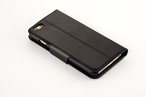 Barga Cases Genuine Leather Wallet Case for iPhone 6, Magna Black