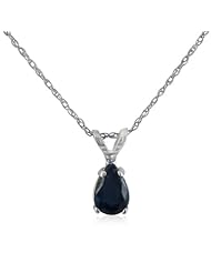 1/2ct Pear Sapphire and Diamond Pendant in 14k White Gold