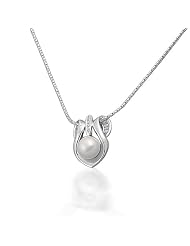 Bling Jewelry Art Deco Style 925 Silver Cubic Zirconia Pearl Bridal Necklace by 