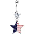 Red White and Blue Usa Star Belly Ring