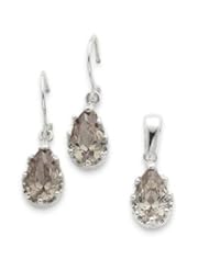 Sterling Silver Champagne CZ Earrings and Pendant Set