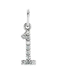 Number 1 Diamond Numeric Charm Pendant in 14k White Gold