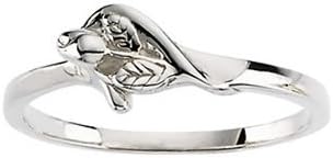 Women's Christian 0.925 Sterling Silver Abstinence Unblossomed Rose Purity Ring for Girls