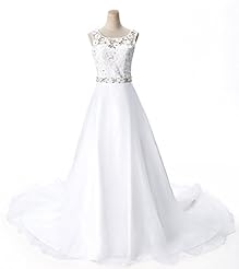 Sophisticated A-line Scoop Neck Satin Beaded Lace Evening Dress/Party Dress/Wedding Dress  with a Chapel Train  with a Brush/Sweep Train 