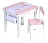 Hand carved and painted, Pink Art themed table and chair set