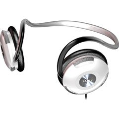 Coby CV231WHT Neckband Digital Stereo Headphone with Bonus Earphones and Carrying Case, White
