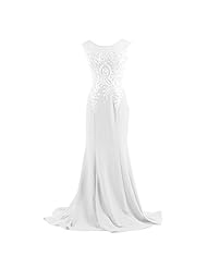 Beaded Applique Lace 2015 Sleeveless Scoop Neck Chiffon Evening Dress/Homecoming Dress/Prom Dress/Wedding Party Dress  with a Brush/Sweep Train 