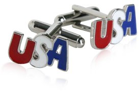 Silver Patriotic USA Cufflinks with Presentation Box