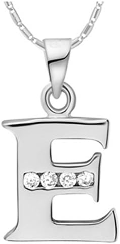 MOSHIRLEY Silver Plated Letter E Silver Pendant Necklace With Chain Crystal Valentine's Day Gift Ulove