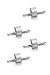 Solid 14k White Gold Stud Set (4) with Diamonds