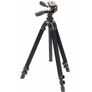 Slik Pro 400DX Tripod Legs - Black - with 3-Way Pan/Tilt Quick Release Head - Height 18.5 - 61 Inches, Maximum Load 9.9 lbs
