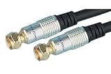 Xxion Premium Gold Plated 2 metre F Plug to F Plug Sky Satellite NTL or Virgin Connection Cable / Fly Lead - Fully Shielded RG59 High Definition Coaxial Cable -  Oxygen Free Copper Conductors - Metal Plug Shells - 75 Ohm - Moulded Strain Relief -  Coax 2m