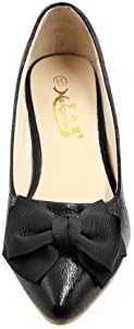 G antini Lady Kitten Heel Shiny Bowknot Pumps Black (Size US 8.5)
