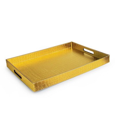 Accents by Jay Rectangle Tray, Gold Alligator