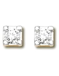 14K Yellow Gold 0.1ct Awesome Wish Simple Solitaire White Diamond Stud Earrings