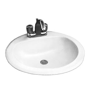 Crane Plumbing 1618V-100 Carla Self-Rimming Drop-In Lavatory Sink, White Crane Plumbing 1618V-100 Carla Self-Rimming Drop-In Lavatory Sink, White