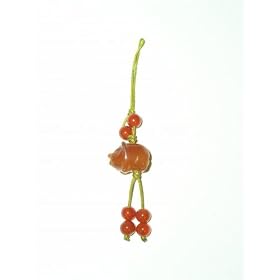 Carnelian pig cell phone charm