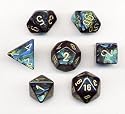 Polyhedral 7-Die Scarab Dice Set - Jade with Gold