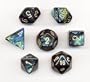 Polyhedral 7-Die Scarab Dice Set - Jade with Gold