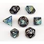 Polyhedral 7-Die Scarab Dice Set - Jade with Gold