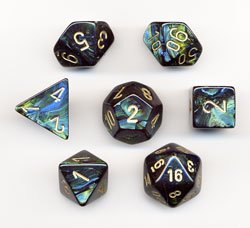 Polyhedral 7-Die Scarab Dice Set - Jade with Gold On Sale