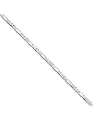 14k White Gold 9in 2.75mm Flat Figaro Anklet Chain. Metal Wt- 2.49g