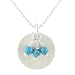 Round Brushed Satin Disc Pendant in Sterling Silver with Turquoise Gemstone Beads on a 16" Sterling Bead Chain, #7873