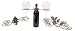 3-pc Wine Bottle Holder Topper Gift Set (Fleur De Lis, Leaf and Grape) ~ Wrought Iron Kitchen Tabletop Centerpiece Home Decor