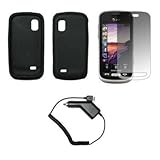 Black Soft Silicone Gel Skin Cover Case + LCD Screen Protector + Rapid Car  ....