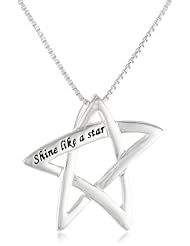 Sterling Silver "Shine Like A Star" Star Pendant Necklace, 18"