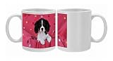 JD-22233 DOG. Cavalier king charles spaniel puppy sitting on spotty blanket Photo Mugs