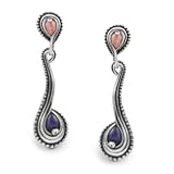 Carolyn Pollack Sterling Silver Amethyst Linear Windsong Drop Earrings