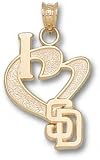 San Diego Padres Solid 14K Gold '' I Heart SD'' 3/4'' Pendant