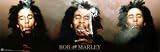 (12x36) Bob Marley Smoking Ganja 3 Faces Music Poster Print