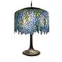 Blue Wisteria Tiffany Style Table Lamp with Tree Trunk Base