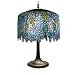 Blue Wisteria Tiffany Style Table Lamp with Tree Trunk Base