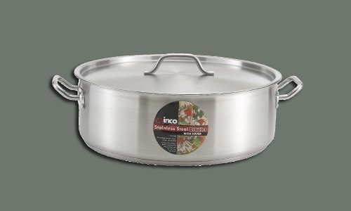 Winco SSLB-8 Premium Induction Brazier, with cover, 8 quart, 11" dia. x 5-1/8"H, round