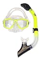 Snorkel Mask Combo, Panoramic 4 Lens Purge Mask and Cobra Dry Snorkel Set Snorkeling Scuba Dive Diver Diving XL X-Large Package Large