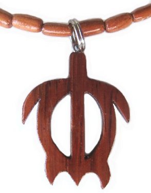 Hawaiian Honu Turtle Pendant with Koa Bead Necklace