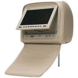 Roadview/Concept New-Generation 9inch TFT LCD Monitor Headrest w/DVD&Zippered Cover-Tan
