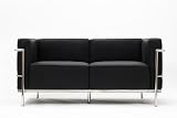 LC3 Loveseat in Black Leather/Leather Match
