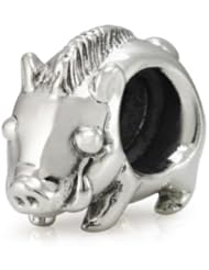 Genuine Ohm Beads (TM) Product. 925 Sterling Silver Wild Piggie Bead Charm. 100% Satisfaction Guaranteed.