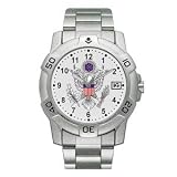 RAM Instrument V1D08 Sport Watch, Chrome, Military, U.S. Army w/Date, Metal Band
