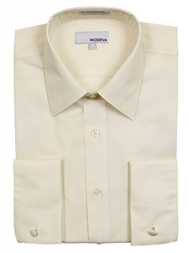 Mens Modena Solid Cream French Cuff Dress Shirt
