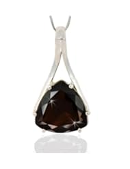 Silver Trendz 8ctw Trillion Cut Smoky Topaz Gemstone Elements Sterling Silver Necklace