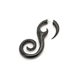 New black 16g tribal organic boho spiral horn single earring by 81stgeneration