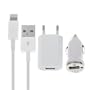 KIT CARICABATTERIE per iPhone 5 iPad MINI iPod Touch 5g caricatore da MURO AUTO/macchina + CAVO LIGHTNING USB