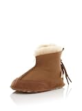 BEARPAW Mulberry Double Face Bootie (Infant),Chestnut/Natural,Small (2-3 M US Infant)